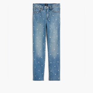 J. Crew Light Blue Skinny Jeans with White Heart Dots